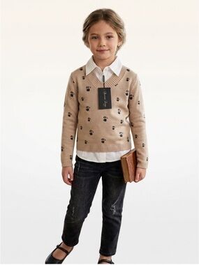 New Beige & Black Minion Sweater Size Medium